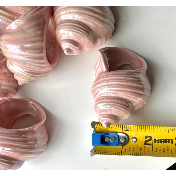 Vintage Pink Lusterware Napkin Rings Iridescent Ceramic Set of 12 Plus 2 Hearts - Picture 9 of 10
